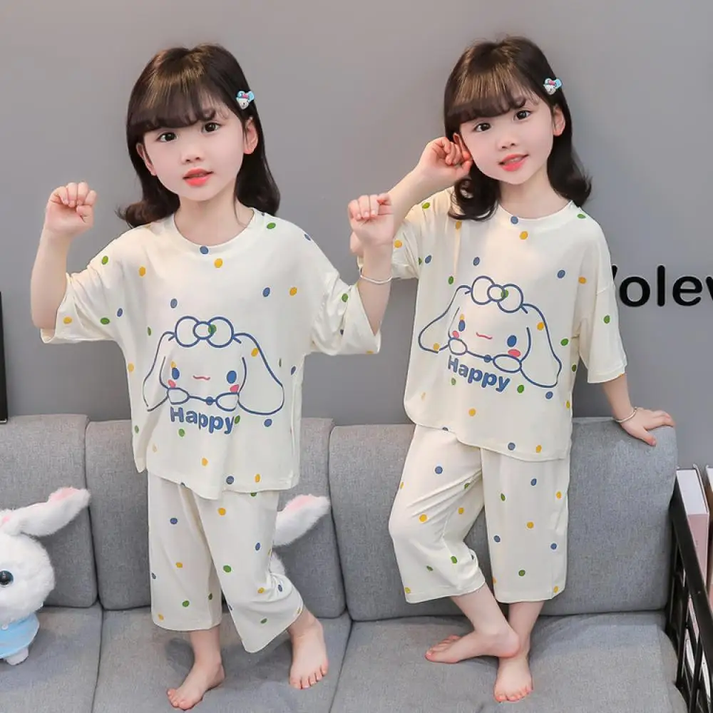 

Girls Summer Pajamas Set Sanrio Cinnamoroll New Cute Ins Short Sleeve Shorts Pajamas Child Kawaii Cartoon Homewear Sleepwear