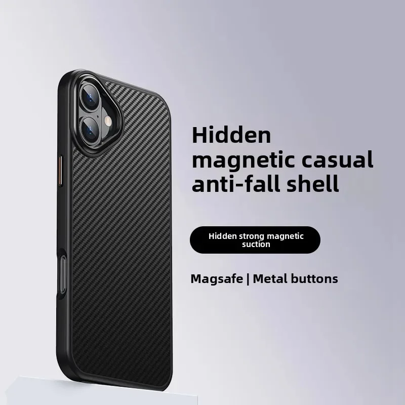 

0.6mm Kevlar iPhone Cover - Magnetic Shockproof Design for 14 Plus/16E/15 Pro Max