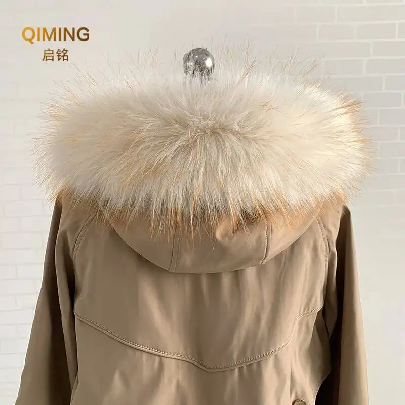 

New Faux Fur Collar Raccoon Fur Scarf Winter Hood Fur Decor Shawl Multicolor Luxury Fake Fur Scarf Winter Women Coat Warm