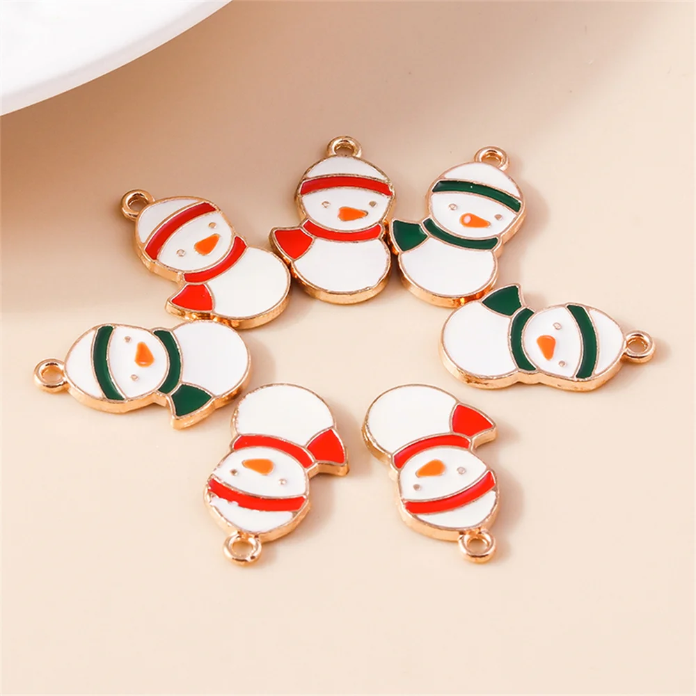 Leslie 20pcs Enamel Christmas Snowman Charms Gold Color Snowflake Tree Deer Charms for DIY Jewelry Making Xmas Earrings