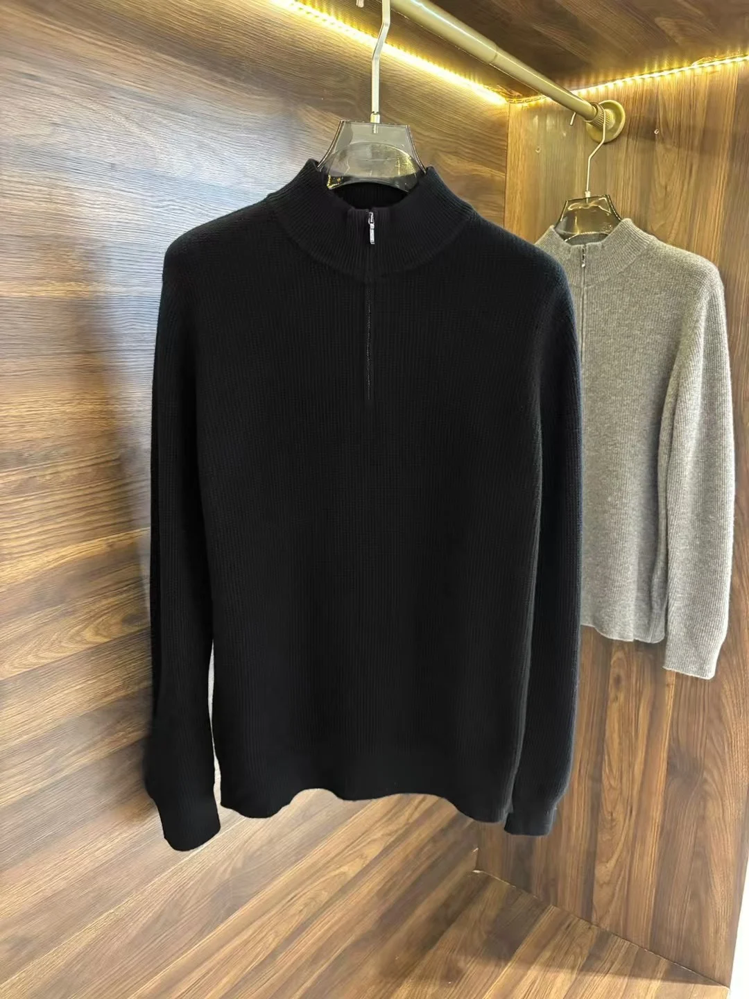 DIKU New men's wool and cashmere sweater for autumn and winter 2025! Cashmere blend zipper half neck M-3XL