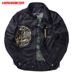 DUHAN Retro Motorradjacken Atmungsaktives Motorrad-Radsportshirt Reflektierende Motocross-Jacke mit CE-Schutzausrüstung Sommer