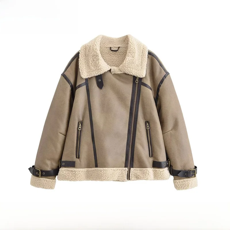 Pakaian Luar Wanita Model Jaet Dua Sisi yang Modis dengan Desain Pita ZR Sle Streetwear Serat Poliester Ritsleting Panjang...