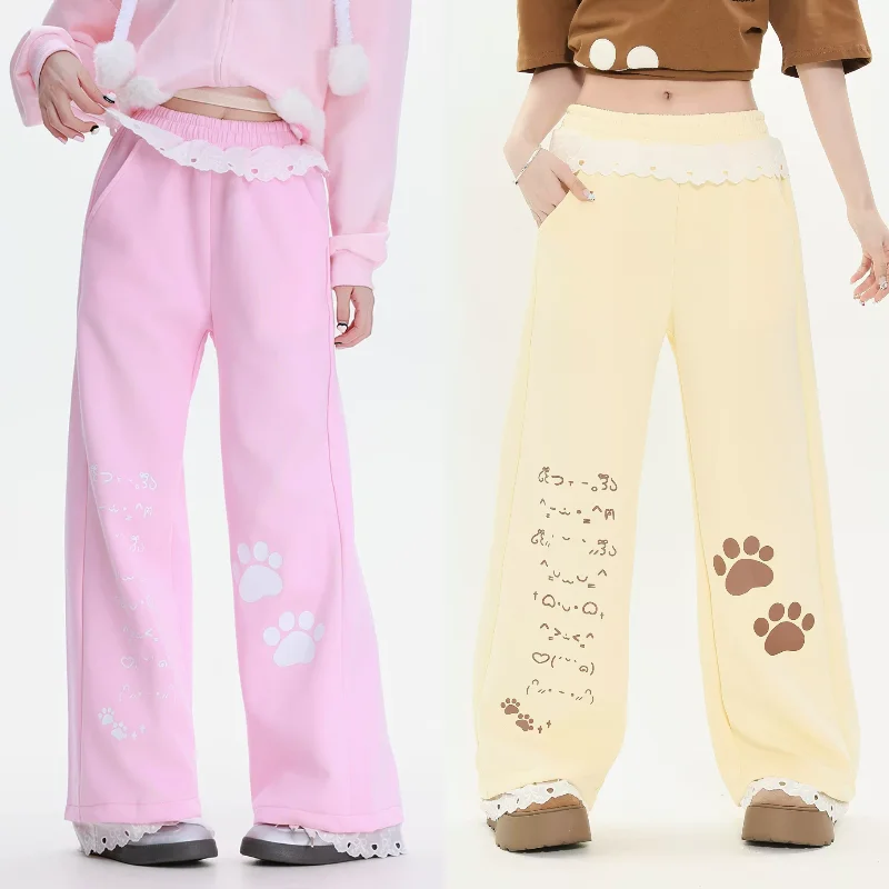 Harajuku Y2K Kawaii Women Pants Subculture Cartoon Print Chic Casual Loose Trousers Street Bottoms for Hot Girls Daily Outfits