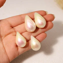 Trendy Acrylic Pearl Drop Earrings for Women Vintage Irregular Droplet Shaped Earring Chic Jewelry