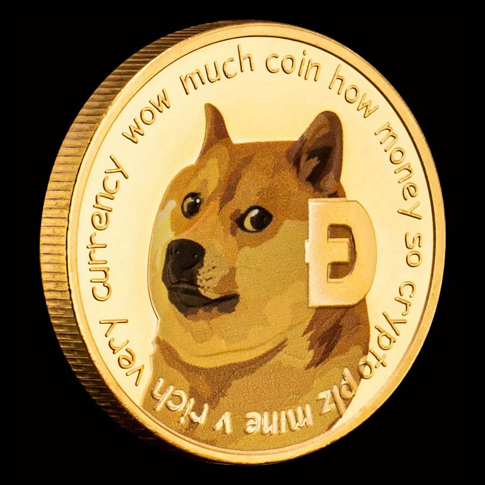 عملة تشفير Dogecoin مطلية بالذهب ، عملة تذكارية ، هدية جمع ، قطعة واحدة #4