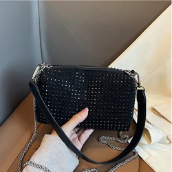 Spring and Summer Small Bags 2024 New Trend Personalized Color Diamond Pillow Bag Chain Shoulder Personalized Crossbody Bag