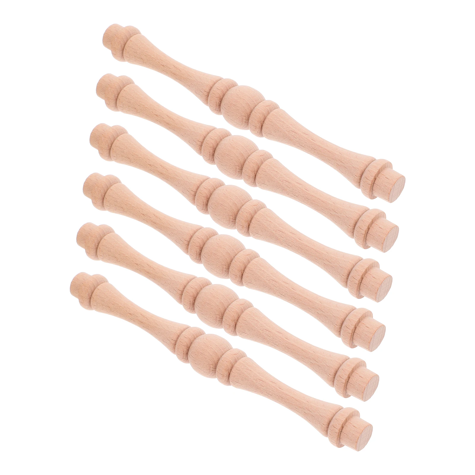 

6pcs Solid Wood Cabinet Fence Unfinished Spindles for Furniture Table Legs Staircase Deck Railing Indoor Decor