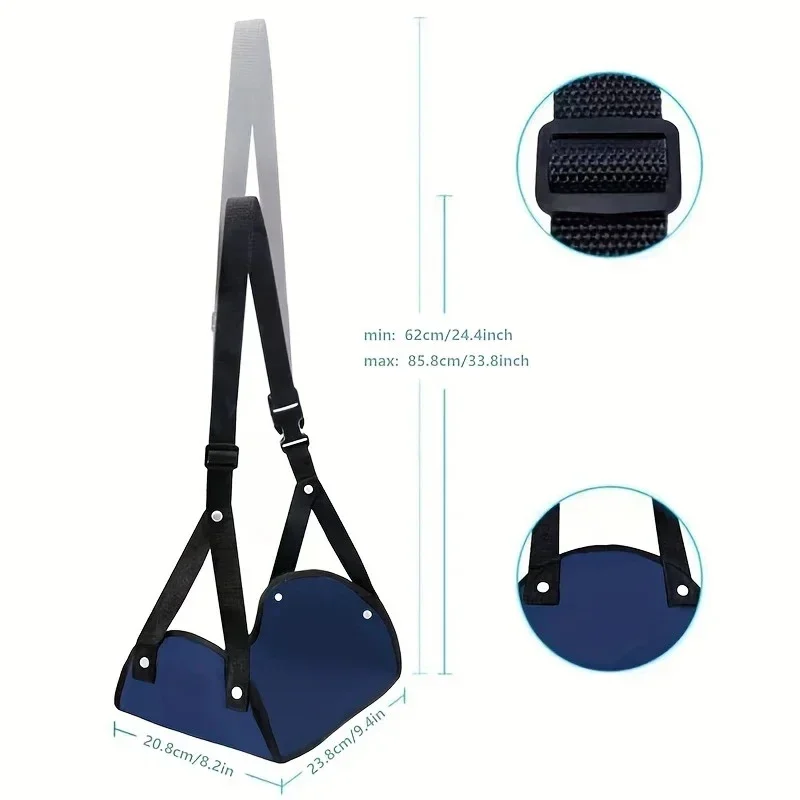Portable Hammock-style Leg Support Pad Adjustable Strap-mounted Airplane Footrest, Excellent Travel Essential Accessory