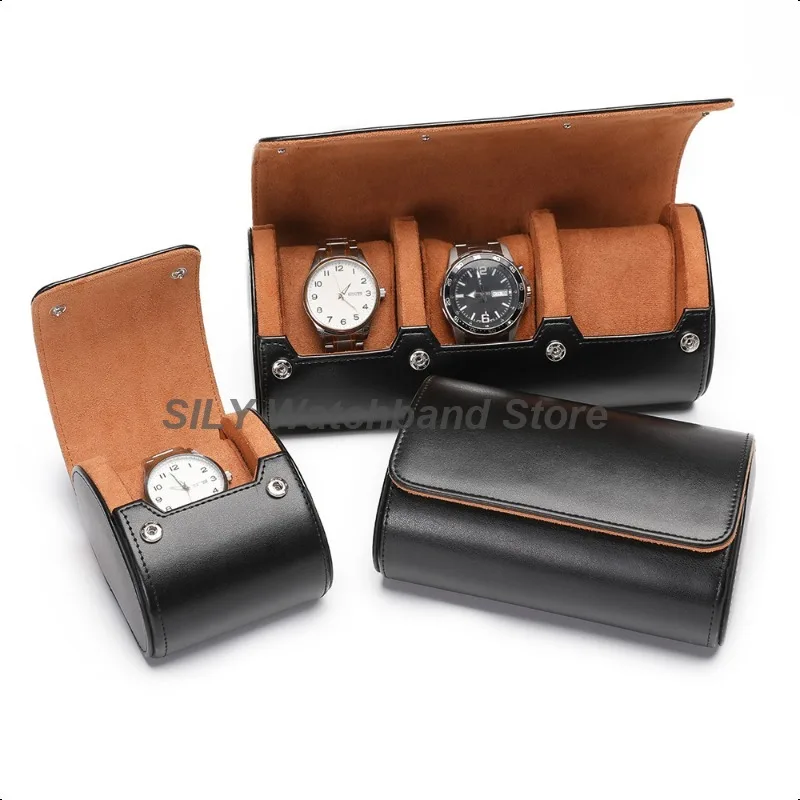1 2 3 Slots Watch Travel Case Watch Roll Travel Case Organizer Display for Men & Women PU Leather Watch Case Watch Organizer Box