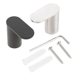 Gancho para Toalla de baño, colgador de cocina de acero inoxidable 304, montado en la pared, plateado/negro mate, minimalista, decoración del hogar con tornillos, 1 unidad