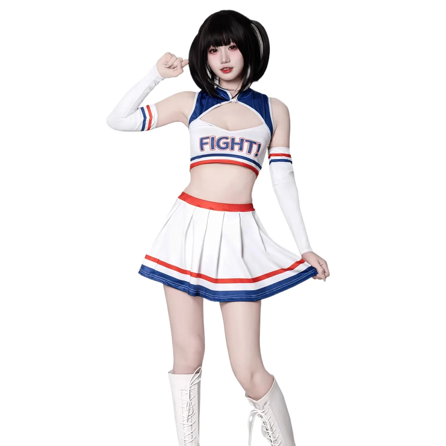 

Adult Sleeveless Crop Top Pleated Mini Skirt Uniform Women Cheerleading Costume Sexy Cosplay Lingerie Dance Performance Outfit