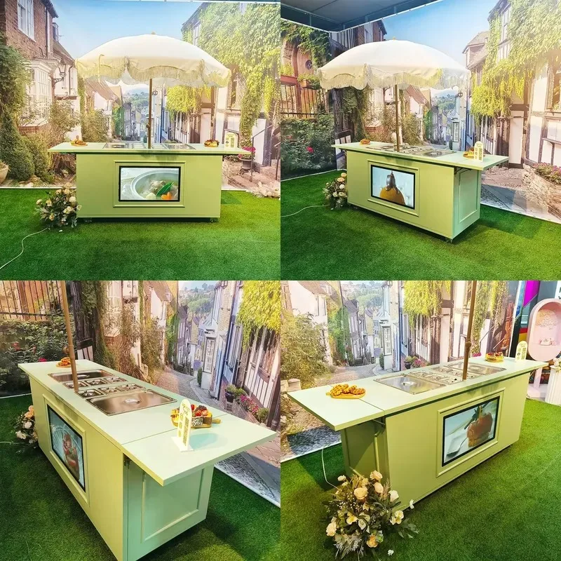 Custom Foldable Candy Cart Mobile Dining Catering Trolley Adjustable Capacity