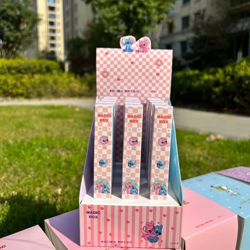 

24pcs/lot Kawaii Disney Stitch Press Gel Pen Cute 0.5mm Black Ink Signature Pens Stationery Gift School Writing Supplies