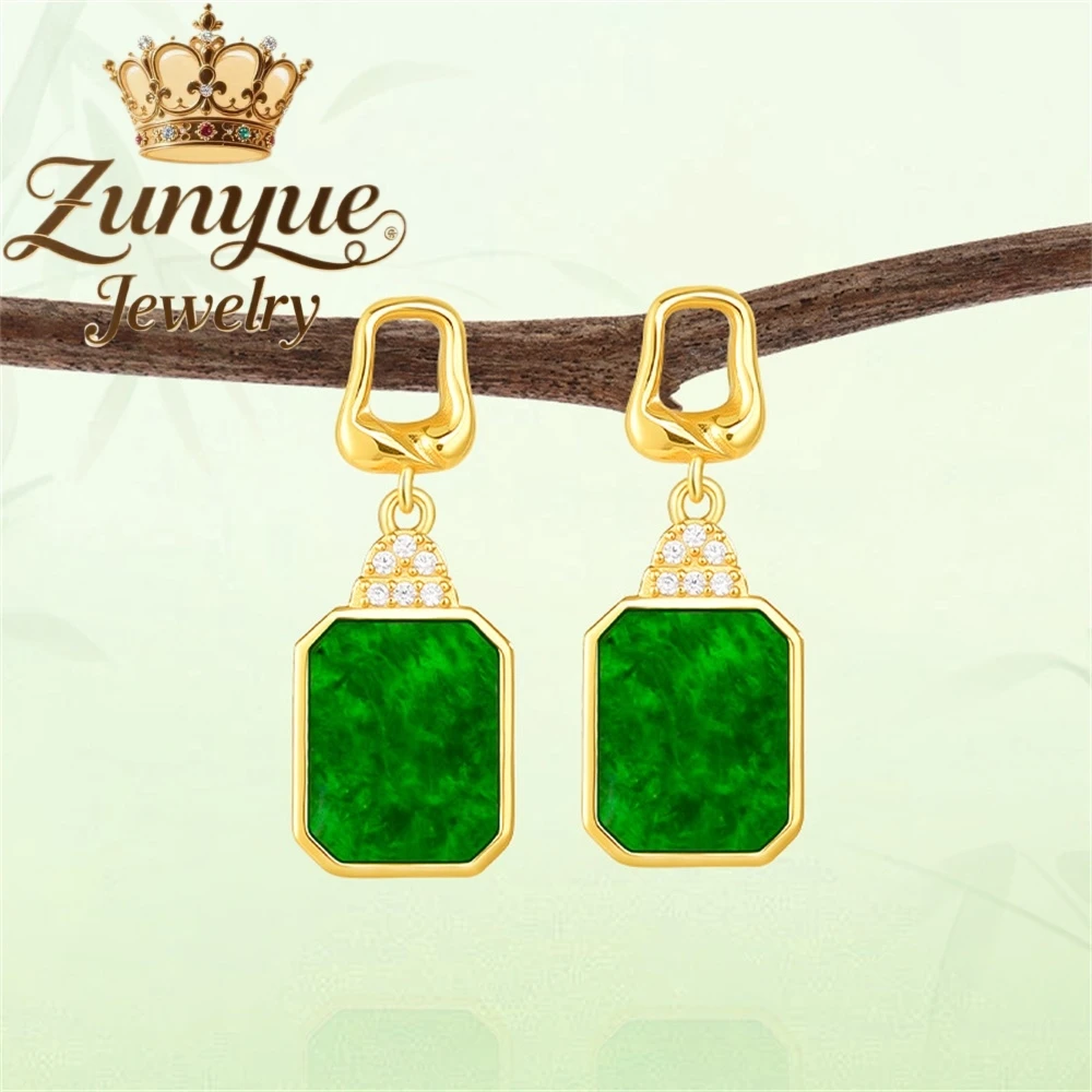 

Высококачественные брендовые серьги из натурального бирманского жадеита класса А с синим цветком Wushi, серьги из ледяного нефрита S925, серебряные серьги, подвески, элегантные