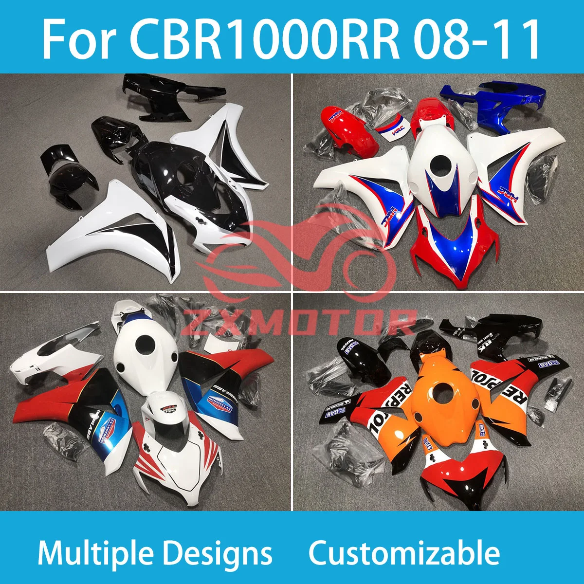 For Honda CBR 1000 RR 08 09 10 11 Dirt Bike Fairng Kit CBR 1000RR 2008 2009 2010 2011 Fairings Injection Motorcycle