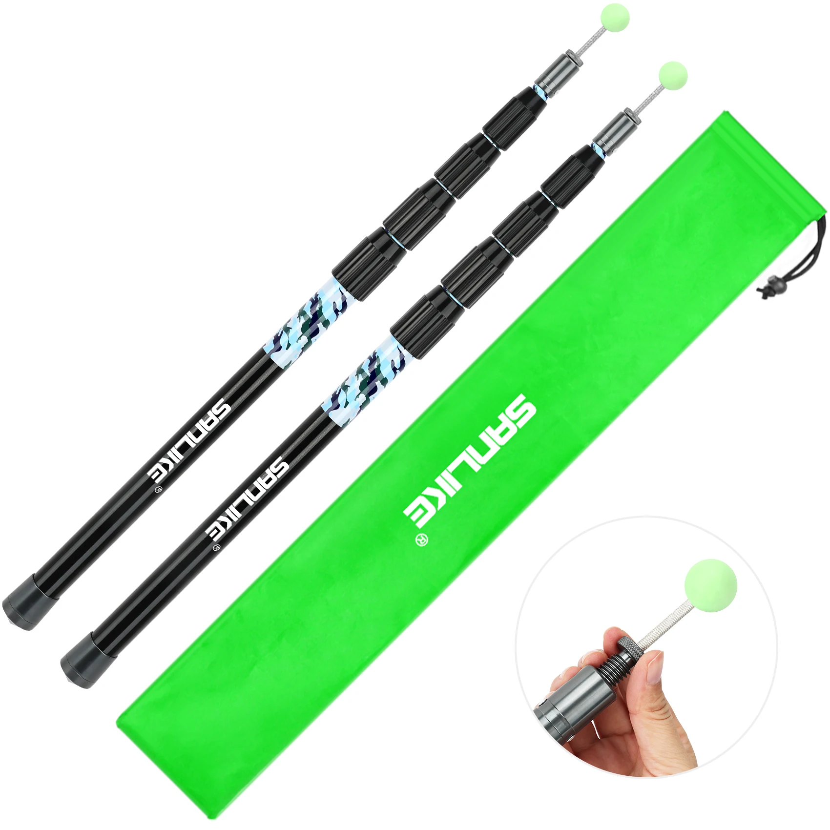 

SANLIKE 2.7m telescopic waterproof tarpaulin poles, adjustable carbon fibre poles with light-up caps for awnings Outdoor camping