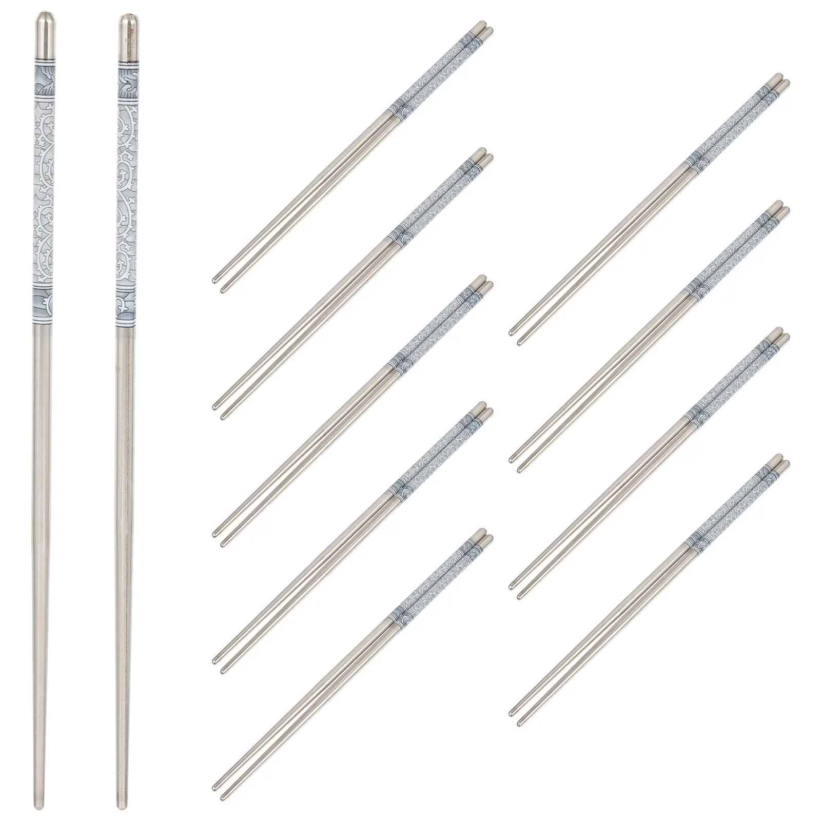 

10pcs Stainless Steel Chopsticks Non-Slip Reusable Lightweight Kitchen Metal Chopsticks Exquisite Gift Set For Household Dining