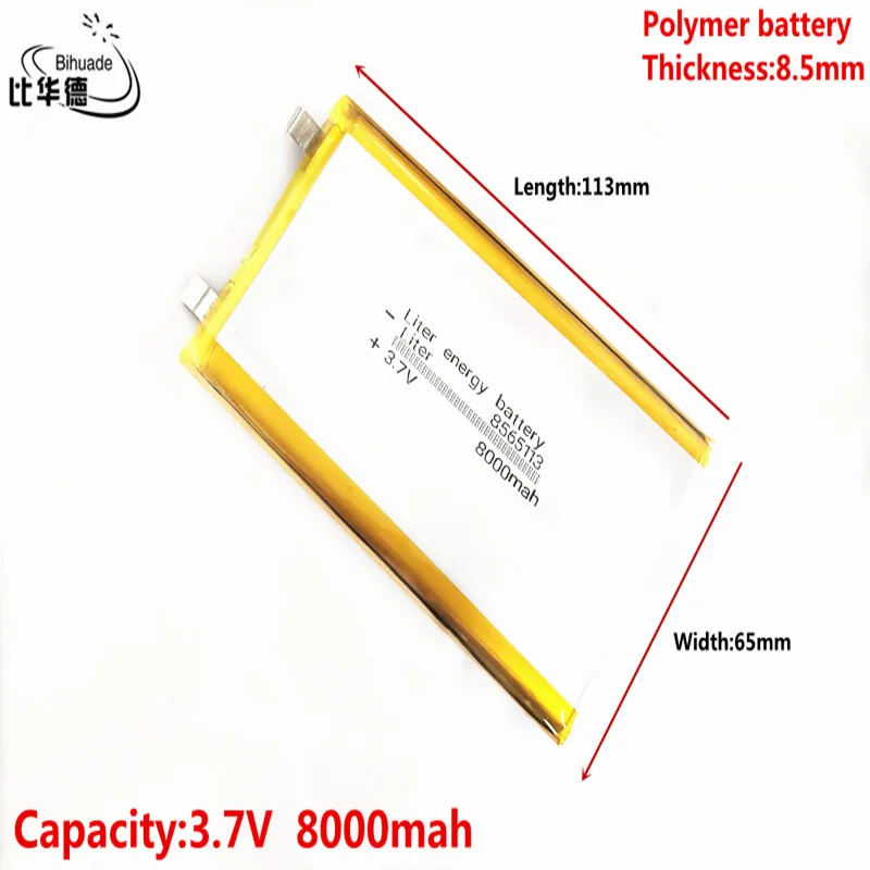 Good Qulity without protective plate 3.7V 8000mAH 8565113 Polymer lithium ion / Li-ion battery for tablet pc BANK,GPS,mp3,mp4