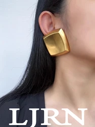 2023 New Simple Stud Earring Exaggerated Large High-end Geometric Square Copper Matte Metal Trendy Earring for Women Jewelry