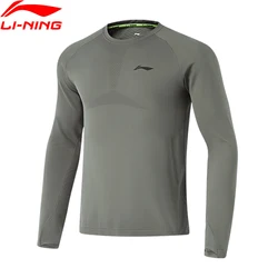 Li-Ning Men Running Long Sleeve T-Shirt 78%Polyester 22%Spandex Knitted Warm Shirt LiNing Sports T-Shirt ATLU047