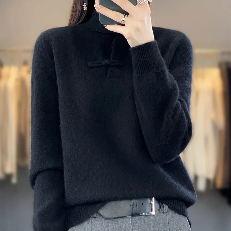 Jueqi Cashmere Sweater Women's Autumn and Winter New Pullover Sweater 100% Pure Wool Knitted Underlay RT-957