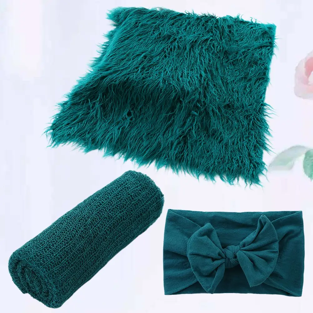 Conjunto de cobertor para fotografia de bebê, 3 peças, macio, adereços para fotos infantis, pano envoltório, presentes para recém-nascidos, acessórios para crianças pequenas