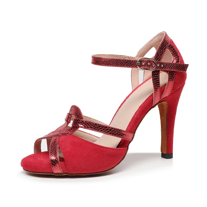 Zapatos de baile latino profesionales con suela de goma para mujer, calzado elegante de tacón alto aterciopelado, para exteriores, Salsa, Jazz, Tango, novedad de 2020