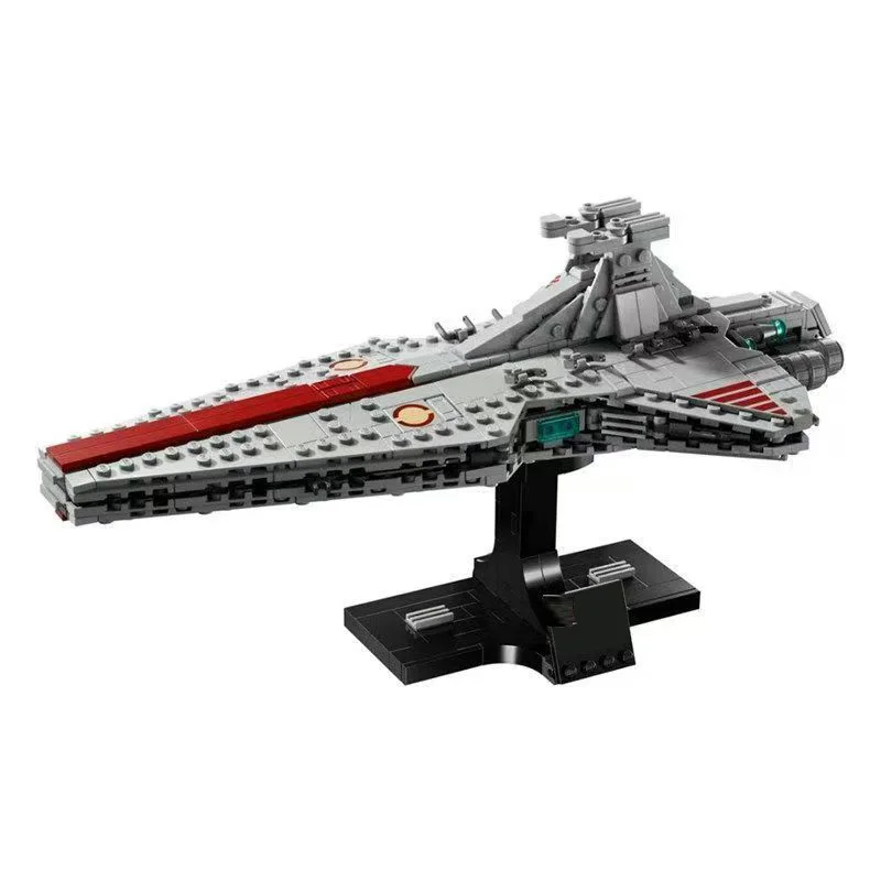 643 pcs Venator Republic Cruiser MOC Space Wars Clone Era Model Attack Ship Dual Bridges Home decoration compatible 75441