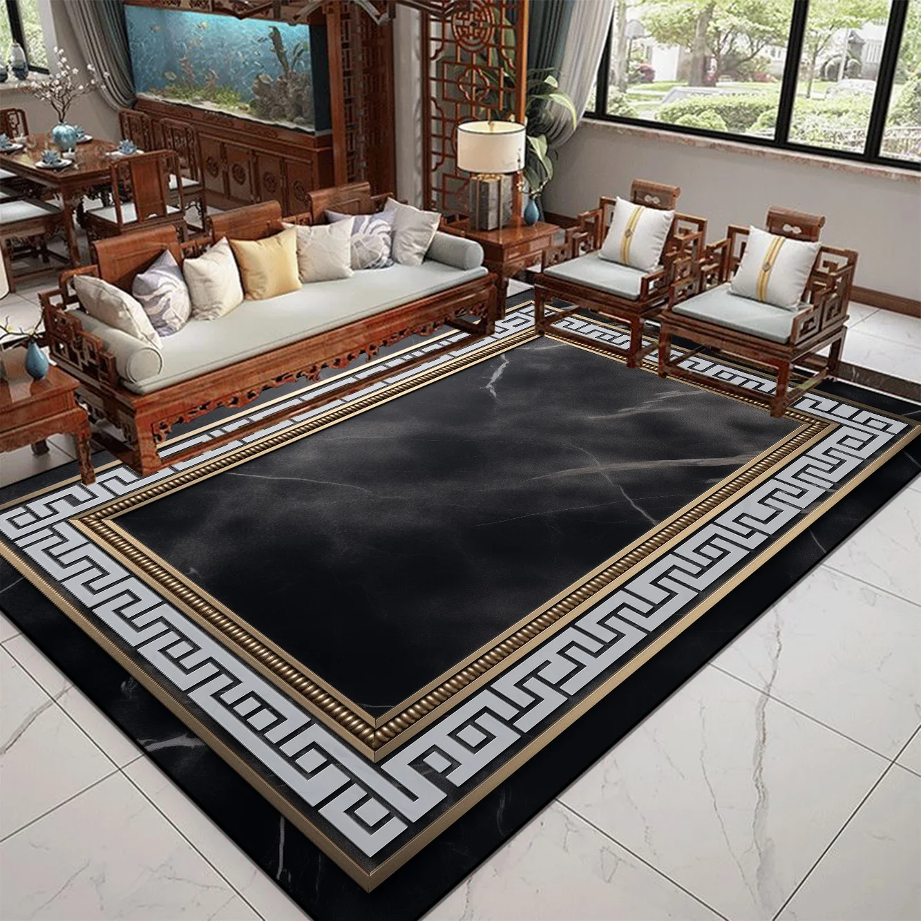 

Luxur Nordic Style Carpets Living Room Marble Decoration Sofa Coffee Table Non-slip Floor Mat Bedroom Decor Lounge Rugs Washable