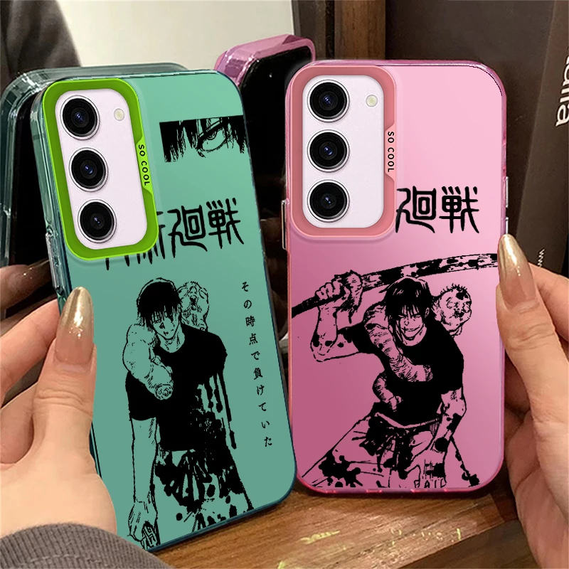 Jujutsu Kaisen Fushiguro Toji For Samsung Galaxy S24 S23 S22 S21 S20 FE Ultra Plus Lite 5G Fashion Colorful Silver Phone Case