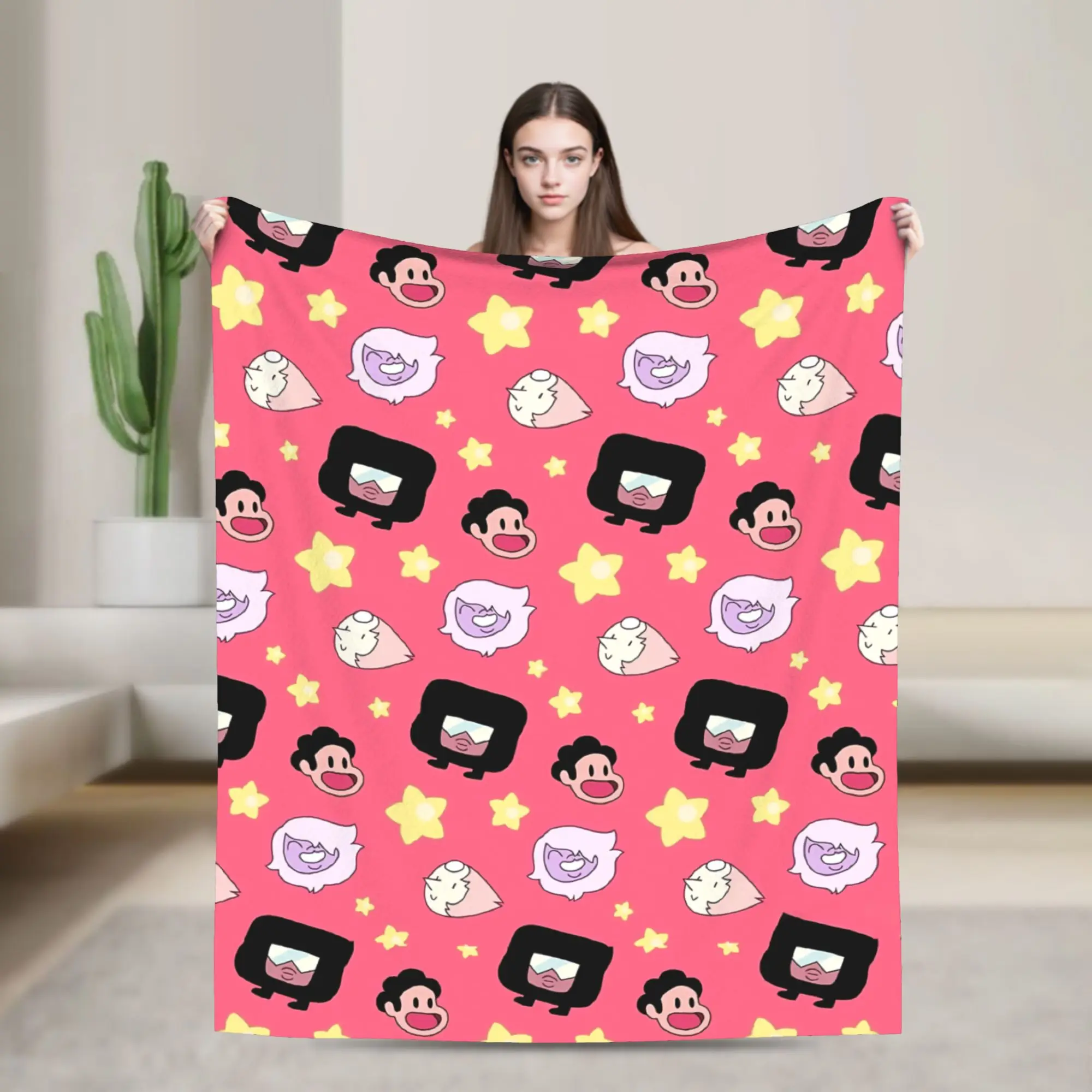Steven Universe Anime  Flannel Throw Blanket  Blanket for Sofa Outdoor Super Soft Bedroom Quilt,