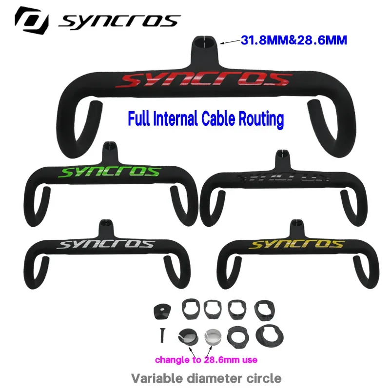 SYNCROS road Carbon handlebar carbon stem Internal Cable Routing Road bike Bicycle Handlebar 28.6mm 31.8mm 380/400/420/440mm