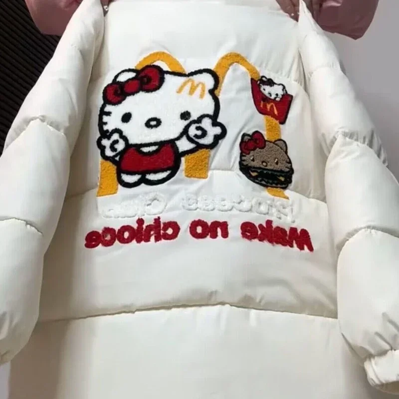 Hello Kitty autumn and winter small fresh three-dimensional towel embroidered couple cotton coat loose cute warm jacket trendy