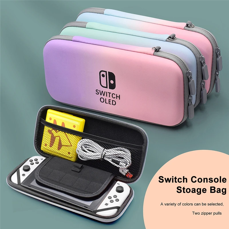 Gradient Color Storage Bag Case For Nintendo Switch Oled Game Console Handbag Travel Carrying Pouch Protective Cover Accessories