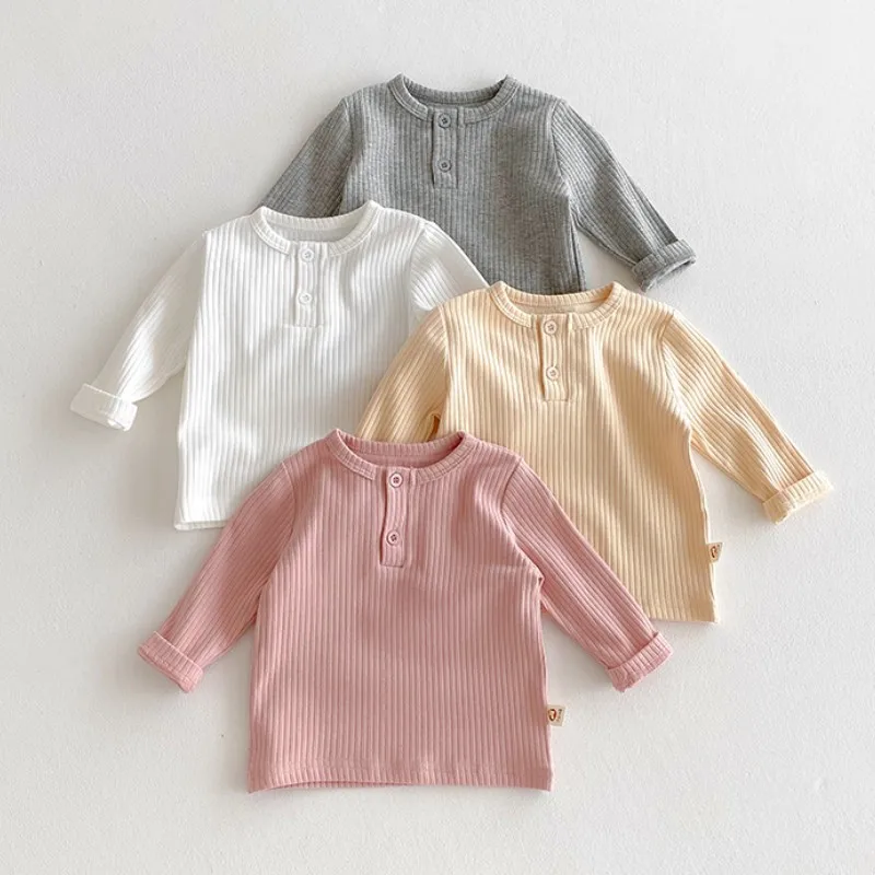 

T-shirt Base Shirt Top Bottom Baby Clothes Spring Autumn Clothing Baby Long Sleeved Boys Girls Children Korean Version Trendy