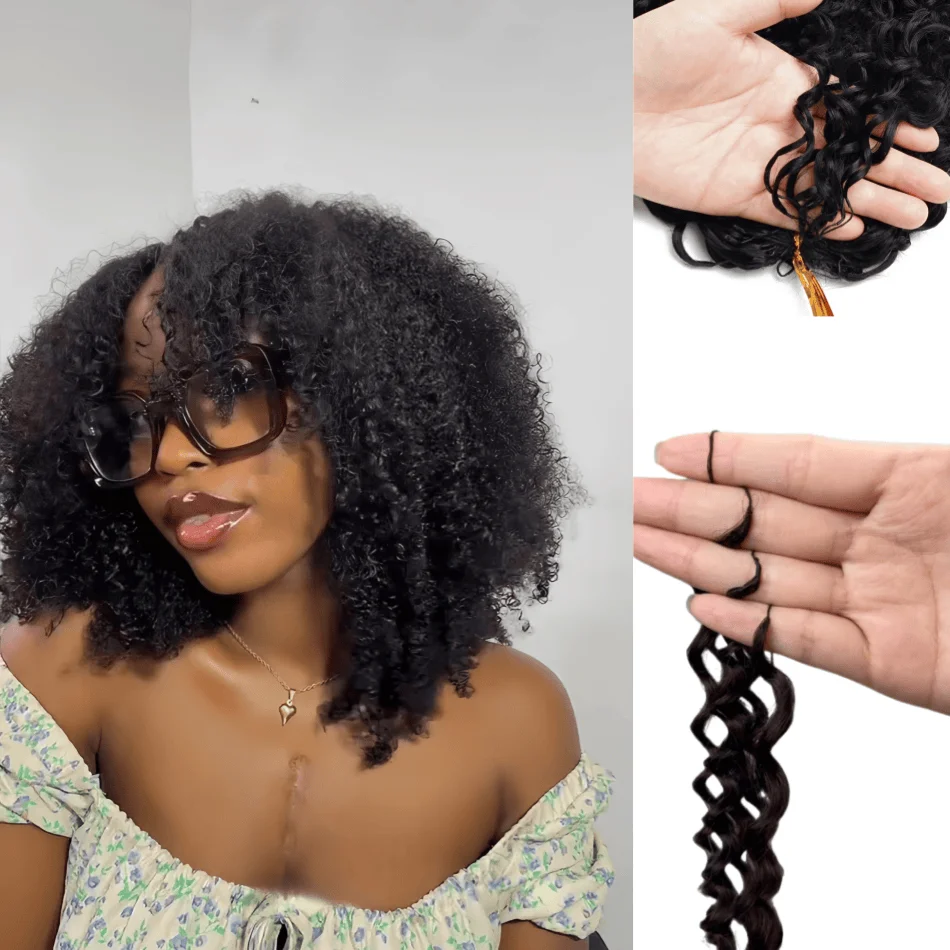 

12A Безупречные афро-кудрявые вьющиеся вязанные крючком волосы, невидимые, простая установка, предварительно разделенные маленькие спирали без узлов, текстура