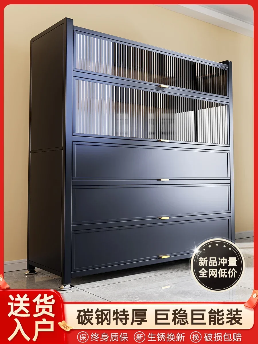 A Storage Cabinet Household Steel Organizer Cabinet Balcony Sun Protection Bedroom Living Room Multi-layer