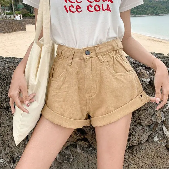 

Fashion Pants Summer New Style Women's Korean Style High Waist Turn-up Wide-leg Jeans Shorts Trend