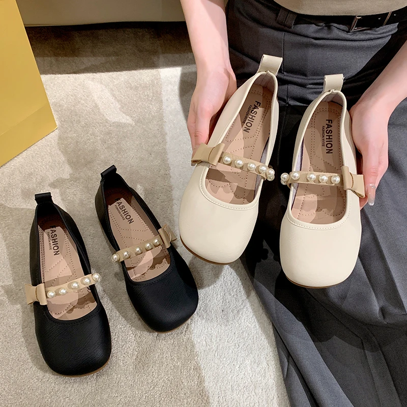 

Новинка 2025, женские осенние новые простые однотонные женские туфли на плоской подошве, элегантные женские туфли на плоской подошве с пряжкой одной слово, женская обувь