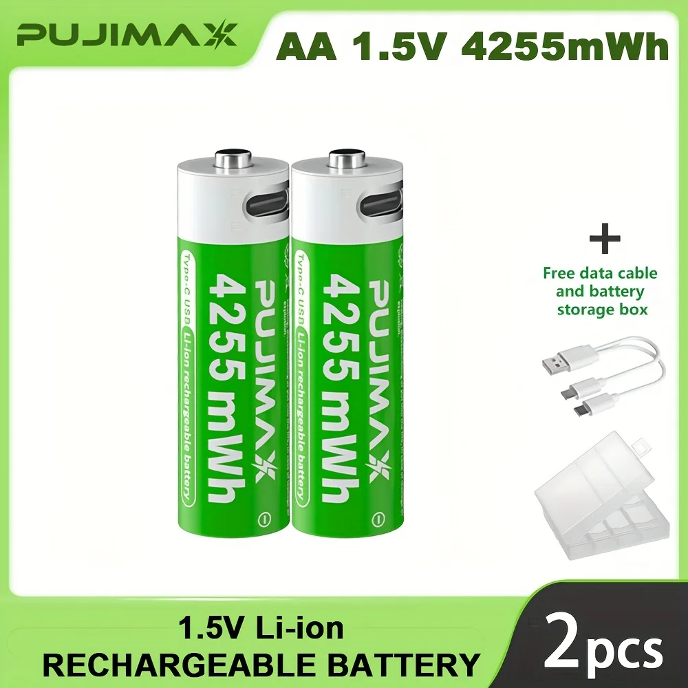 PUJIMAX 4255 mWh AA 1,5 V oplaadbare lithiumbatterij Hoge capaciteit 1500 cycli voor afstandsbedieningen Drones Weegschalen Grote capaciteit