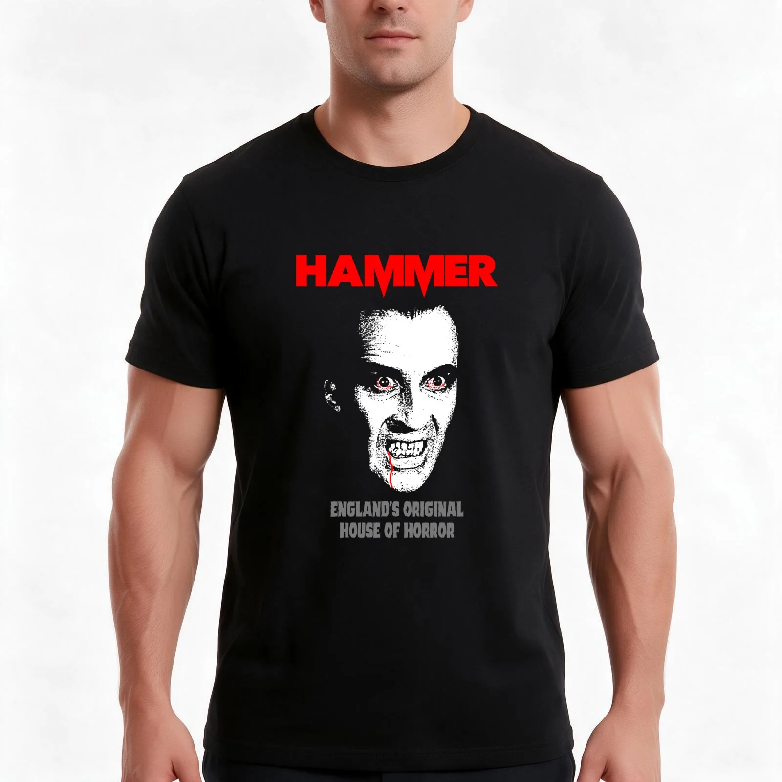 Hammer Films (Scars of Dracula) T-Shirt, Summer Casual Cotton Tee, Oversized Streetwear Tops, Vintage Graphic Print, 100% Cotton