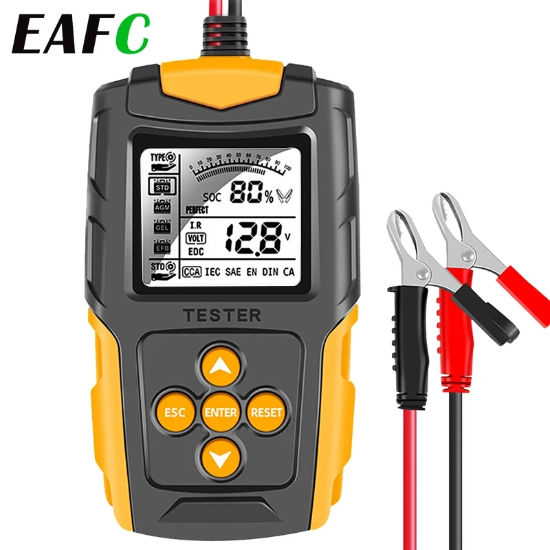 EAFC Universal 12V 24V Car Battery Tester LCD Vehicle Cranking Charging Scanner Diagnostic Battery Measurement Analyzer