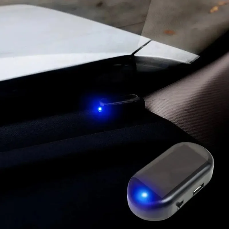 Car Fake Security Light, Solar Powered Simulated Dummy Alarm Lamp, Wireless Anti‑Theft Warning LED Flashing Light