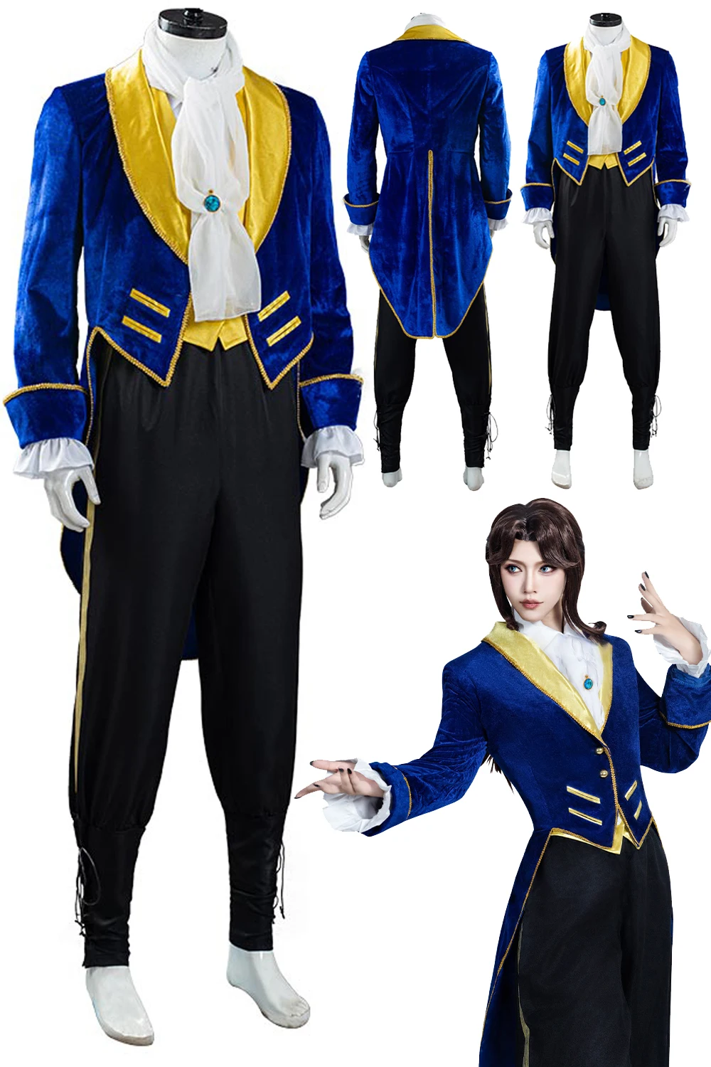 

Prince Cosplay Cartoon Princess Beauty Cosplay The Beast Outfits Halloween Carnival Party Disguise Roleplay Suit Men Male Adult