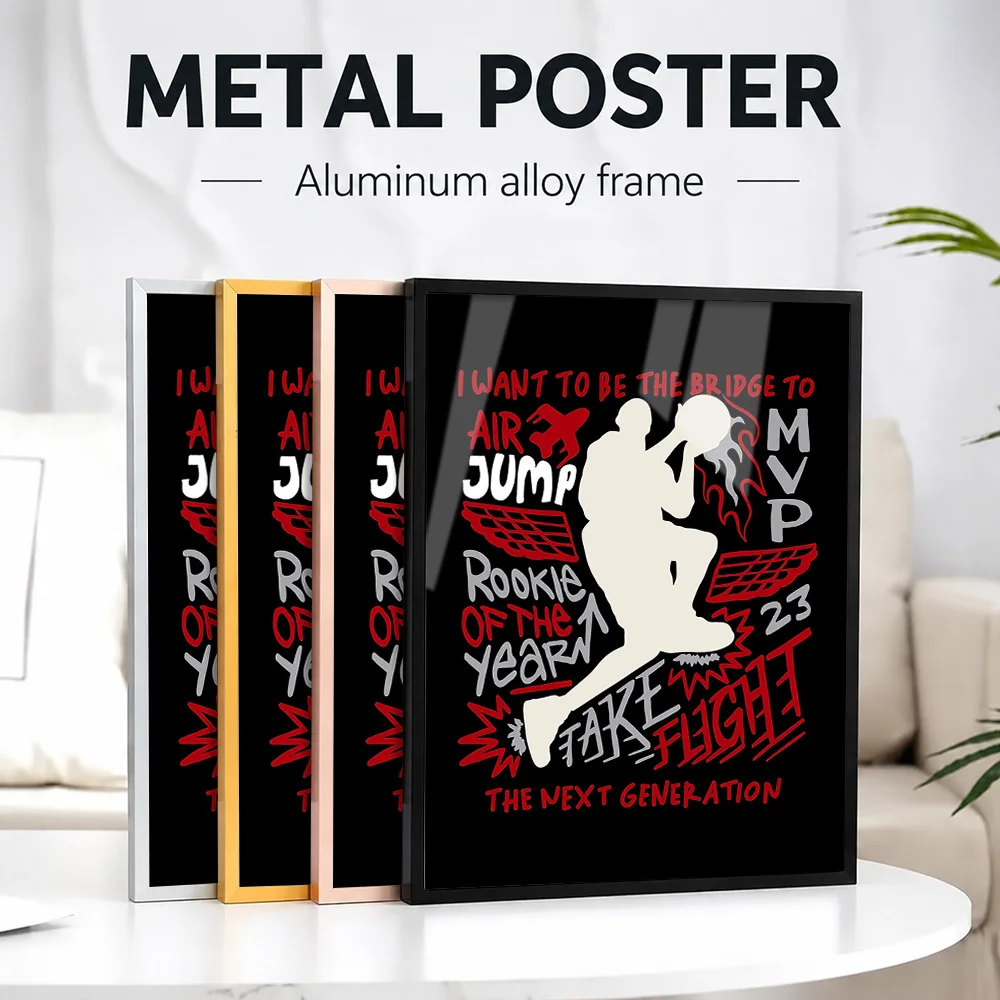 Basketball Rookie MVP Graphic Framed Metal Poster Personalized Photo Vintage Arena Style Wall Art For Locker Room Athlete Gift