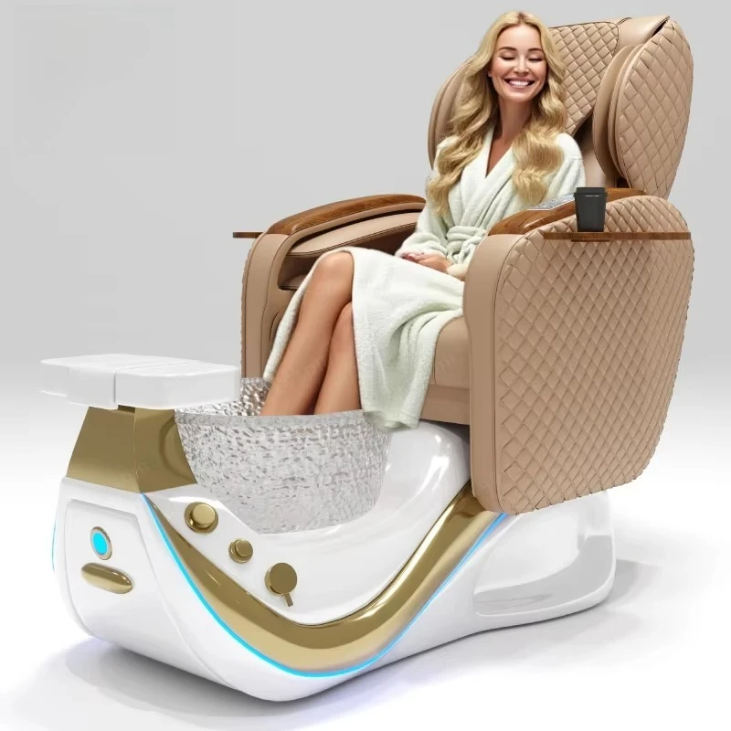 

Luxury Nail Salon Furniture Nail Salon Foot Spa Chair Modern Customized Color Electric Pedicure Chairs With Bowl