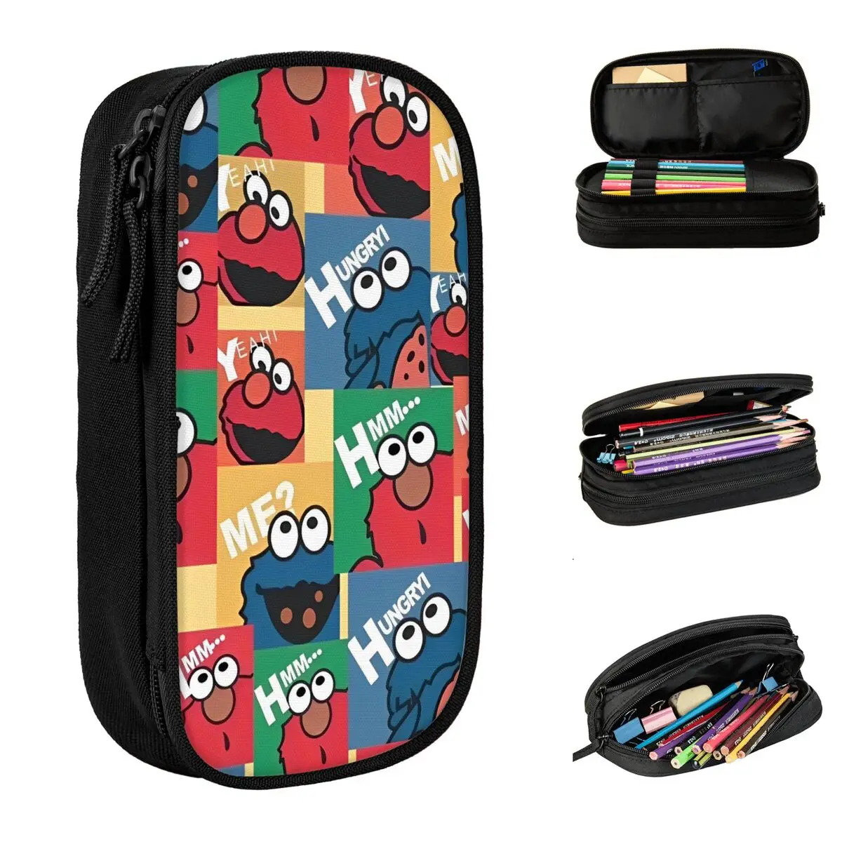 Funny Cartoon S-Sesame Street Pencil Cases Comedy Pen Box Pencil Bags Student Large Storage School Supplies Gifts Pencil Pouch