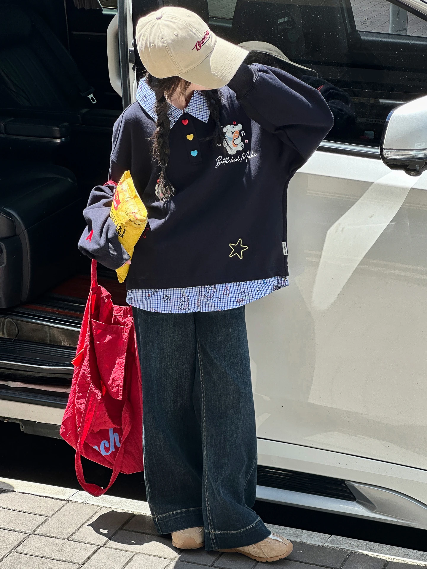 

Модный осенний комплект для девочек: свитшот с эффектом двухслойности в корейском стиле, повседневная одежда для весны и лета, хлопковый, с длинными рукавами