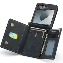 Case for Samsung Galaxy Z Flip 7 7FE 6 5 4 3 with Card Holder Magnetic  Wallet Kickstand Shockproof Protective PU Leather Cover